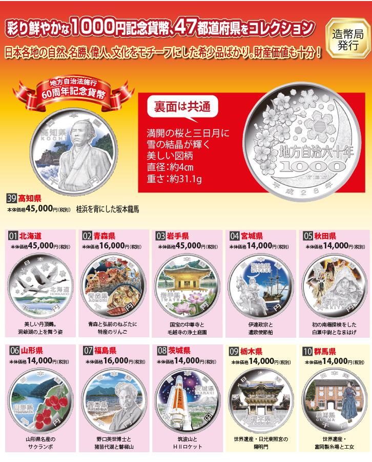 地方自治法施行60周年記念貨幣 47枚セット(未使用品) 造幣局発行